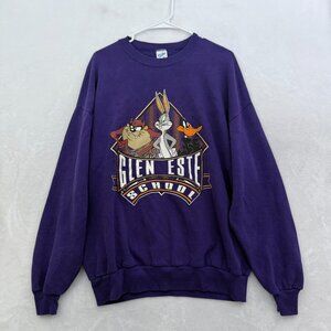 Vingtage Looney Tunes Sweatshirt Mens XL Purple Glen Este High School Pullover